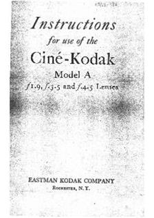 Kodak Cine Kodak 16 manual. Camera Instructions.